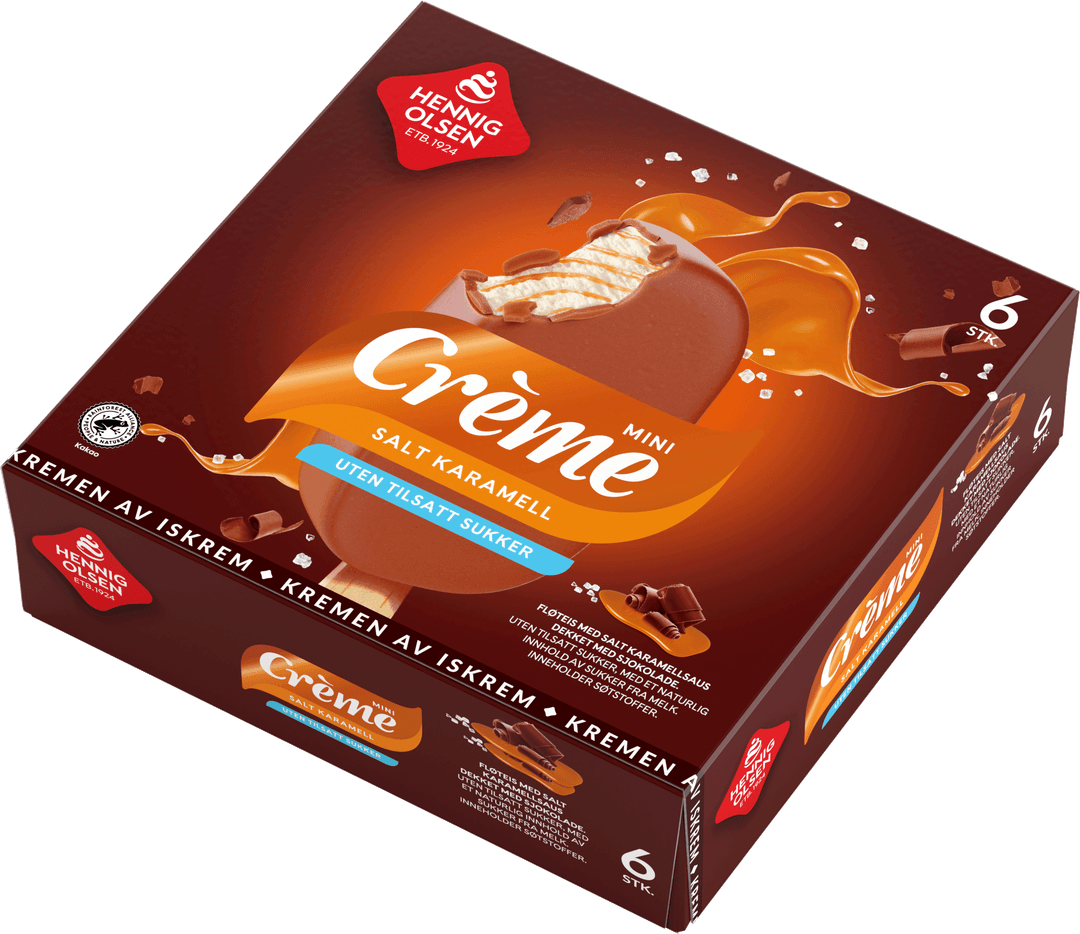 Crème Mini Salt Karamell Uten tilsatt sukker 6-pk