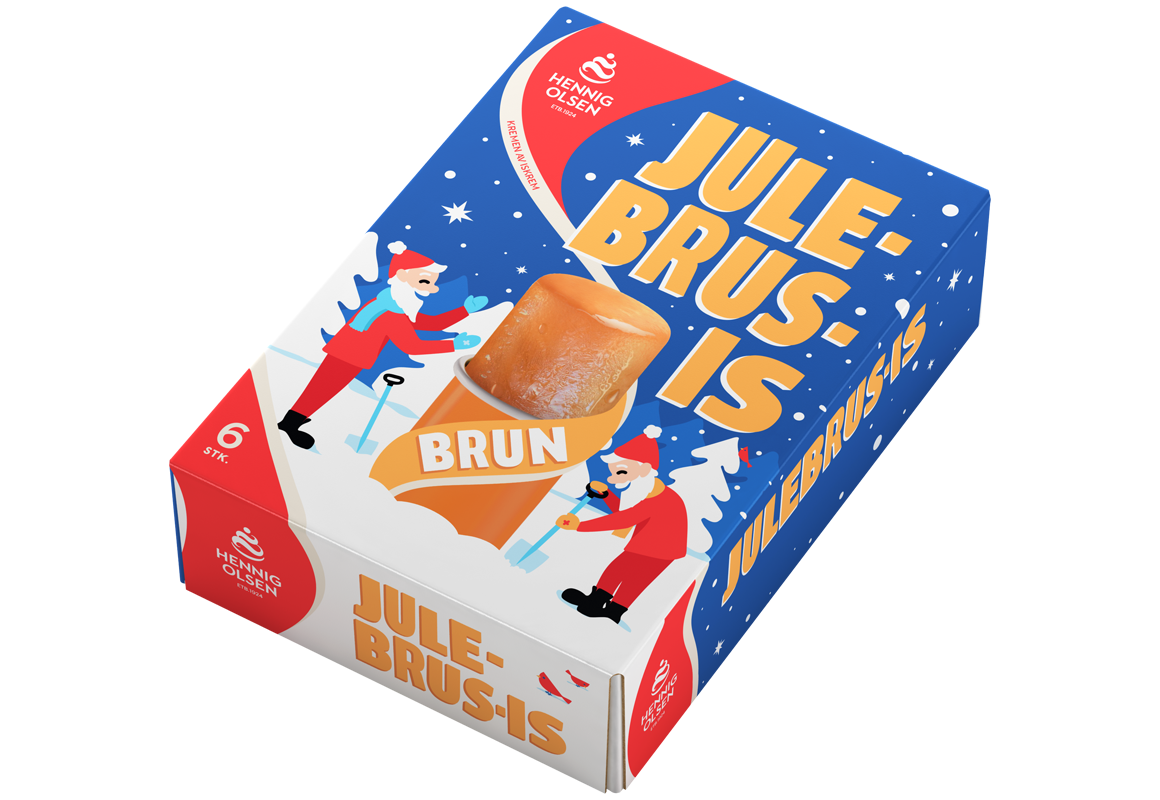 Brun Julebrus-is fra Hennig-Olsen Is