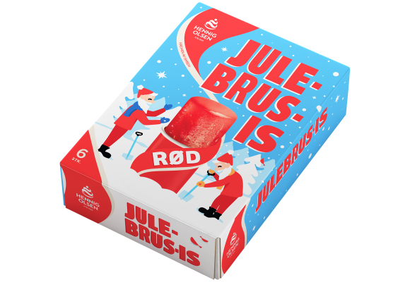 Rød julebrus-is fra Hennig-Olsen Is